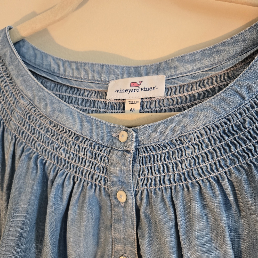 Light Blue Smocked Blouse - Picture 3 of 4